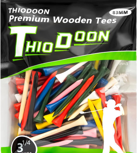 Golf Tees Professional Natural Wood Golf Tees Pack of 100, Golfing Tees Multiple Colors Size 3-1/4 Inch, 2-3/4 Inch or 2-1/8 Inch, Tall Golf Tees Bulk Reduce Side Spin and Friction