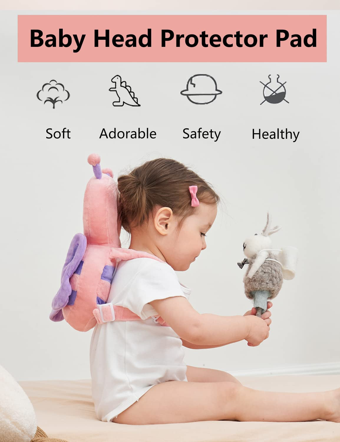 Toddler Baby Head Protector Pad Safety Cushion with Knee Pads&Anti-Slip Socks (Elephant)