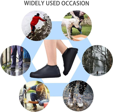 Waterproof Shoe Covers, Non-Slip Water Resistant Overshoes Silicone Rubber Rain Shoe Cover Outdoor Cycling Protectors Apply to Men, Women, Kids (Small, Black)