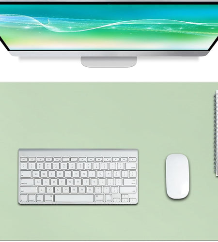 Leather Desk Pad Protector,Non-Slip Mouse Pad,Laptop Desk Pad,Office Mouse Mat,Waterproof Leather Desk Blotter,Desk Writing Pad for Office and Home (M-Green,30"X14")